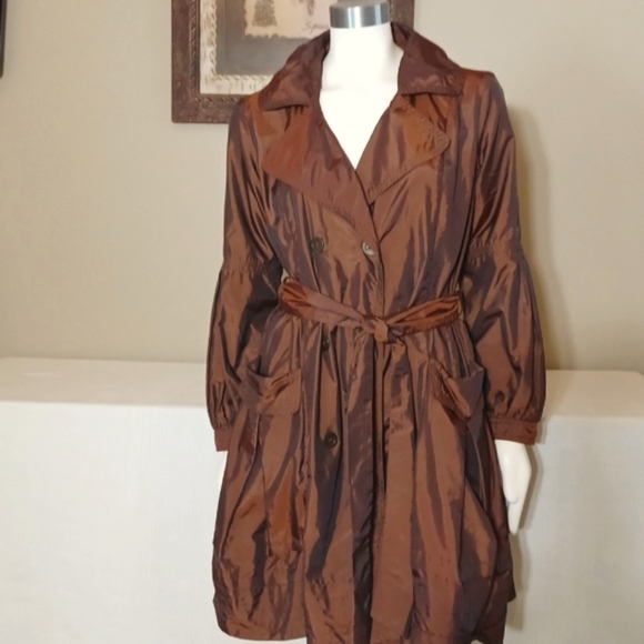 Cache Jackets & Blazers - Sz L Bronze Belted Rain/Trench Coat by Cache